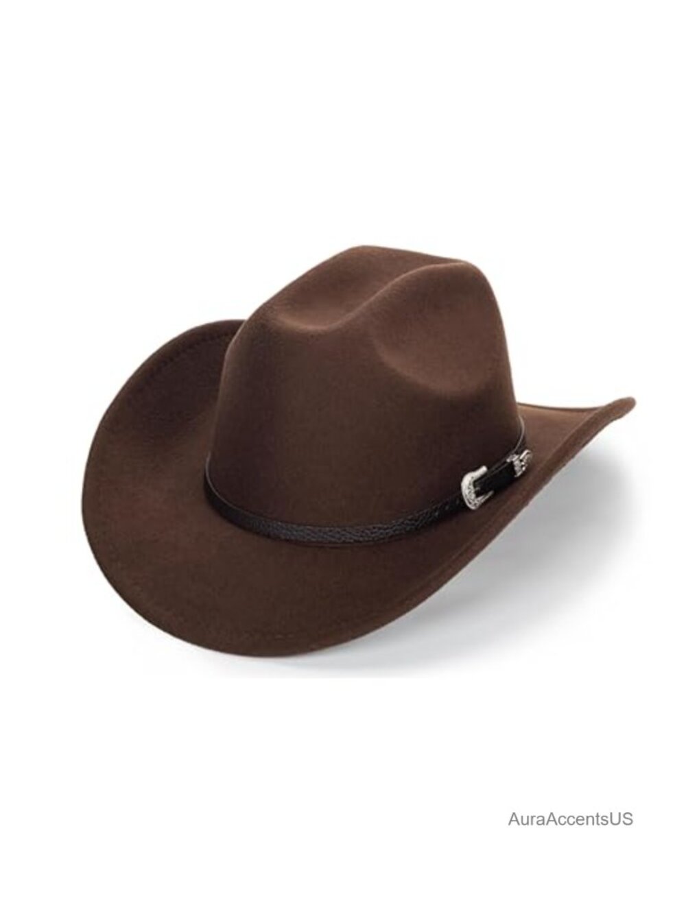 Unisex Western Cowboy Hat Wide Brim Felt Fedora with Belt Buckle